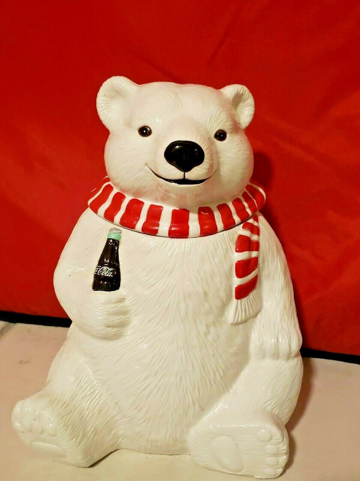 1994-vtg-coca-cola-polar-bear-cookie-jar-polar-bear-w-coca-cola-bottle